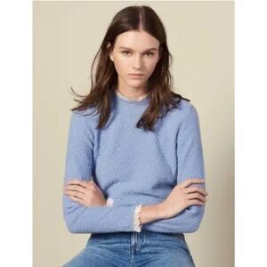 Sandro Paris Lace Trim Pointelle Sweater